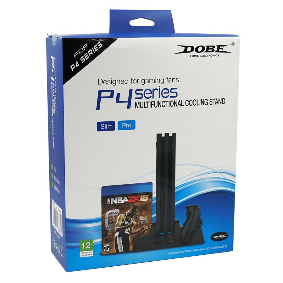 COOLER STAND CON CARGADOR DOBLE PARA PS4 SLIM PRO DOBE TP4-882 [449]