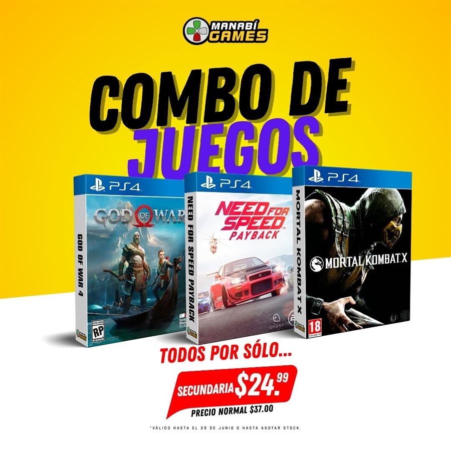 COMBO: GOD OF WAR 4 + NFS PAYBACK + MORTAL KOMBAT X PS4 SECUNDARIA