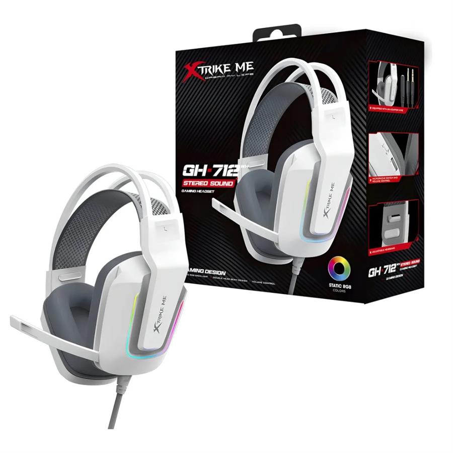 AUDIFONOS XTRIKE ME BLANCO RGB GH-712  [3286]