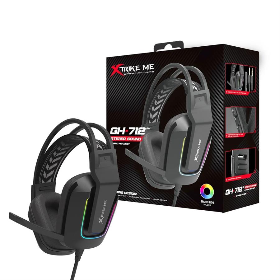 AUDIFONOS XTRIKE ME NEGRO RGB GH-712  [3288]