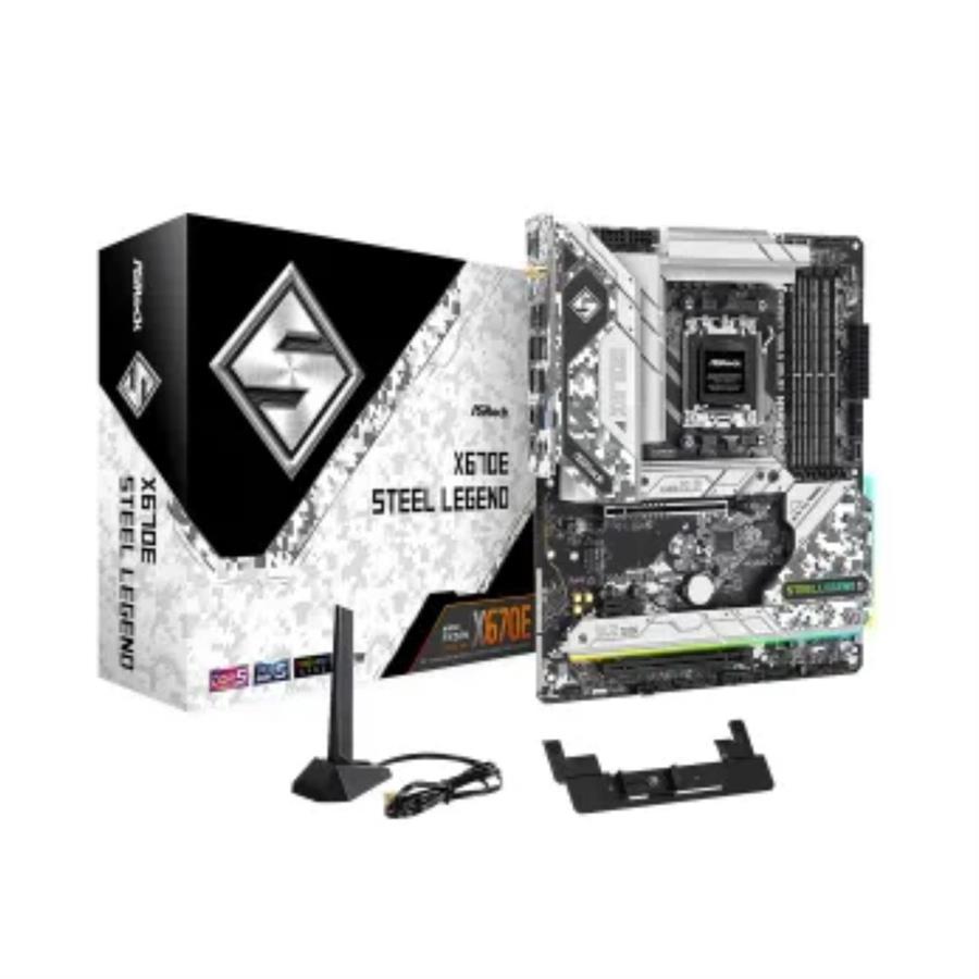 MBO ASROCK X670E STEEL LEGEND AMD5 HDMI-DP 4XDDR5 13USB 4SATA3 PCIE2X16-1X1 2LAN M.2 WIFI ATX