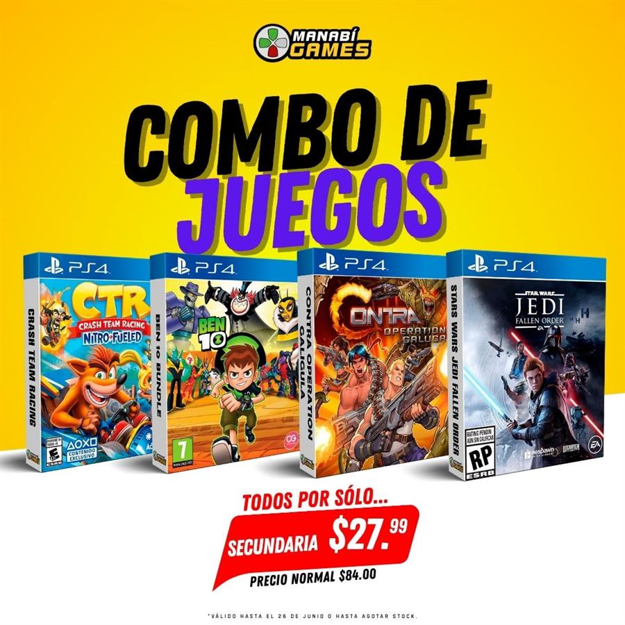 COMBO: STAR WARS JEDI FALLEN ORDER + BEN 10 + CONTRA + CRASH TEAM RACING PS4 SECUNDARIA