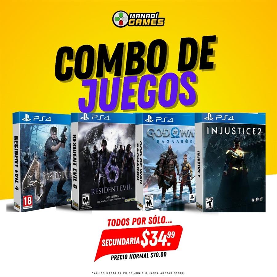 COMBO: GOD OF WAR RAGNAROK + RE 4 + RE 6 + INJUSTICE 2 PS4 SECUNDARIA
